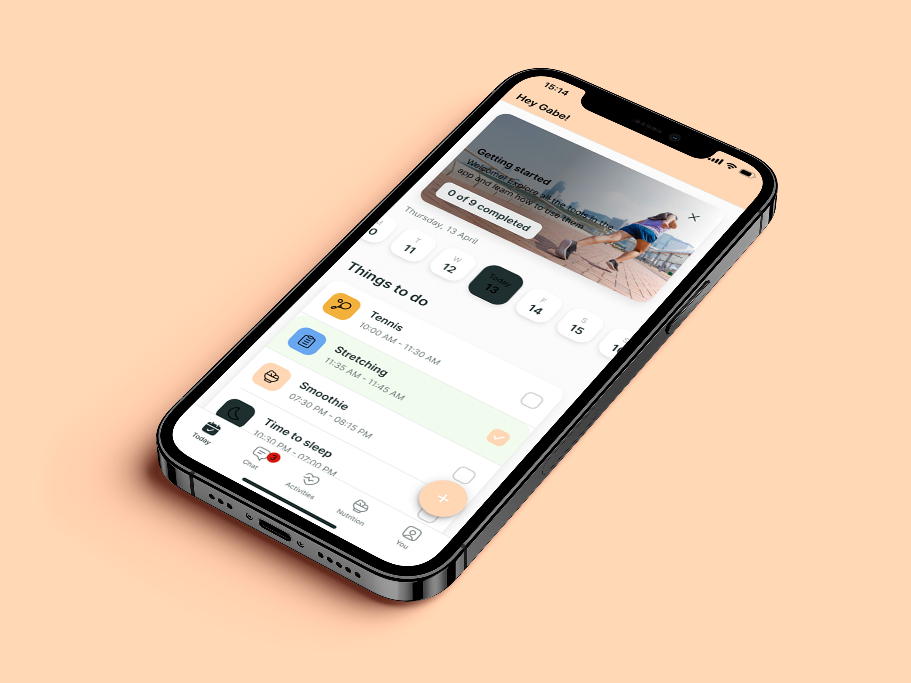 A mockup of the coaching app showcasing the features.